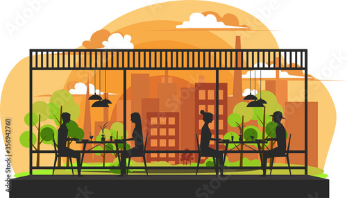 City landscape at afternoon illustration