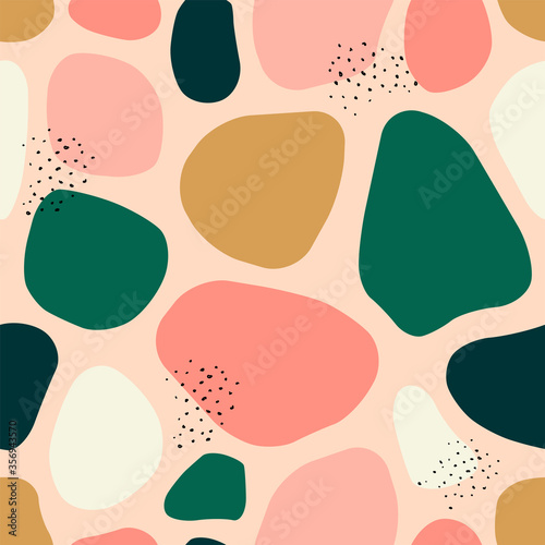 Beautiful feminine trendy hand drawn organic shapes seamless repeating pattern