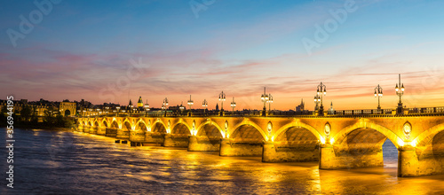 Old stony bridge in Bordeaux