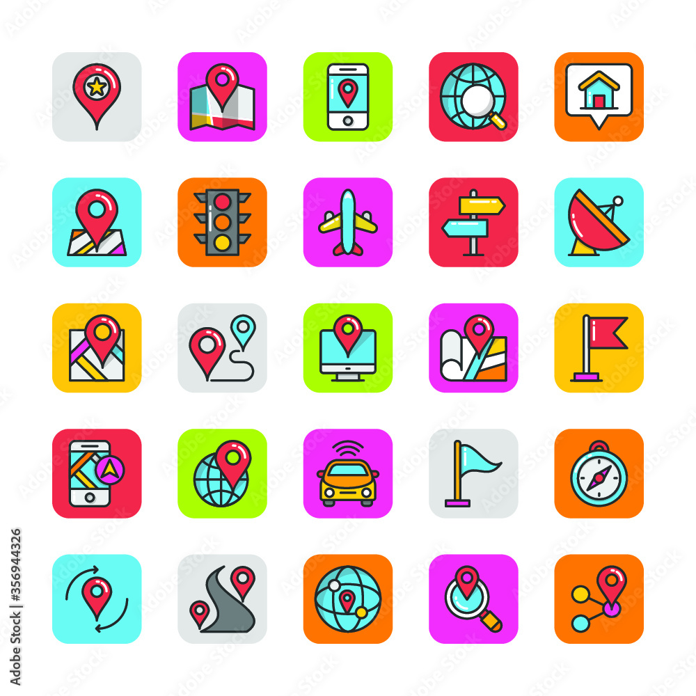 Maps and Navigation Flat Vector Icons
Maps and Navigation Flat Vector Icons