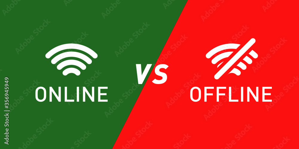 Online vs offline green and red sign icon Stock Vector Adobe Stock