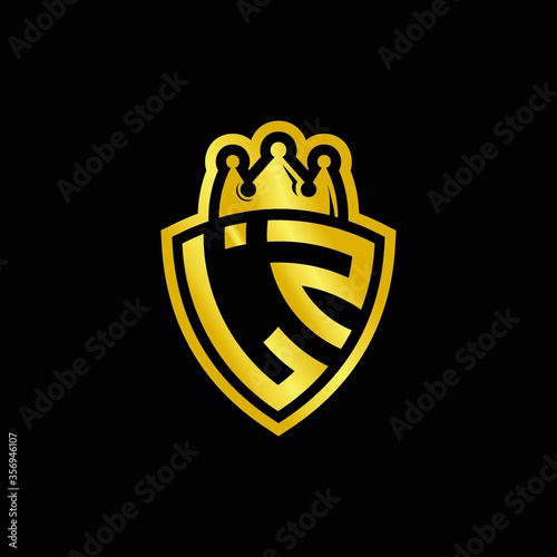 LZ monogram logo with shield and crown style design template
