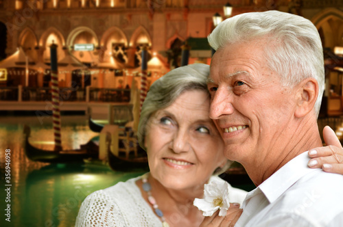 Close up portrait of happy senior couple posing