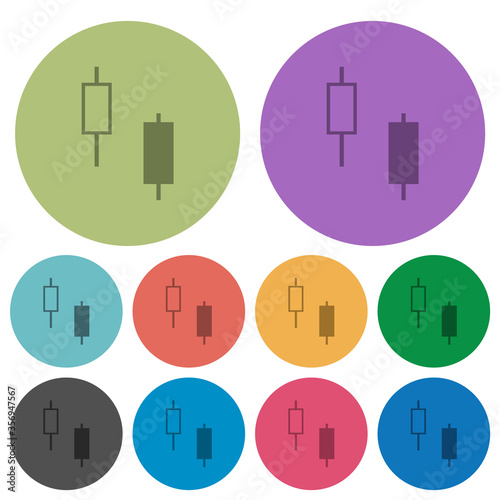Two candlesticks color darker flat icons