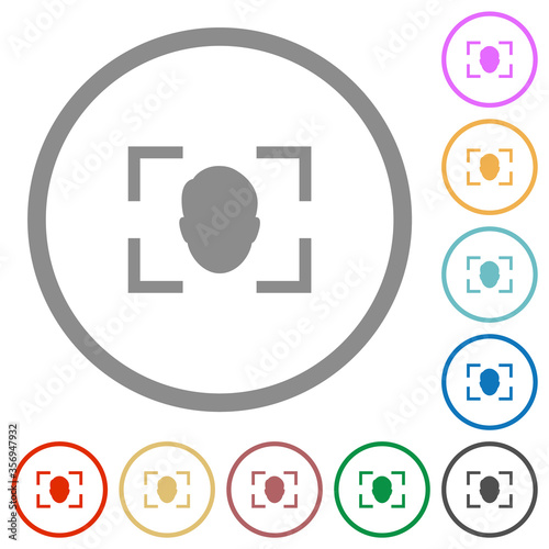 Camera selfie mode flat icons with outlines