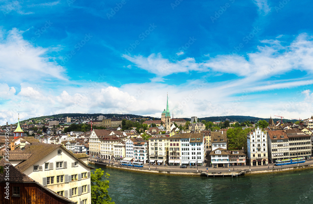 Panoramic aerial view of Zurich
