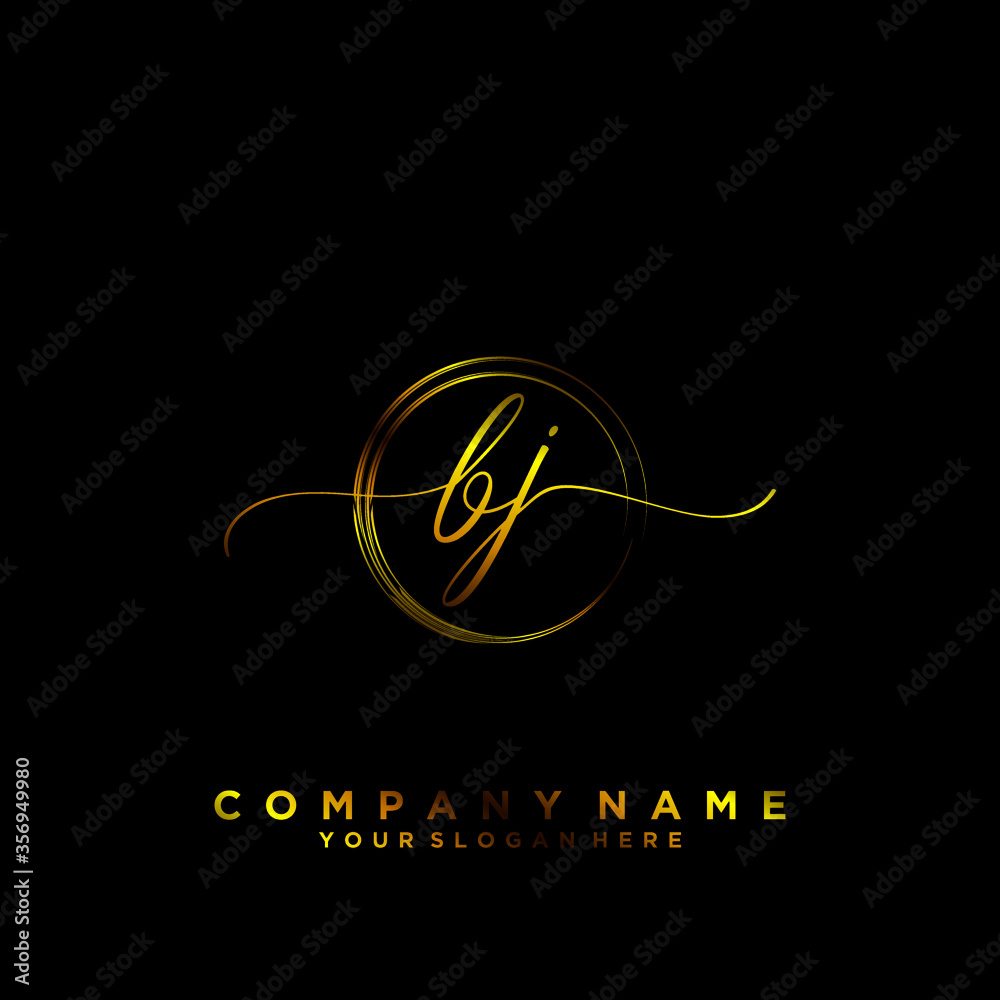 BJ Initial handwriting logo vector BJ Initial handwriting logo vector