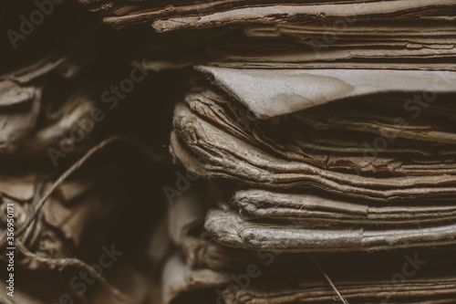 shabby old books on the table 