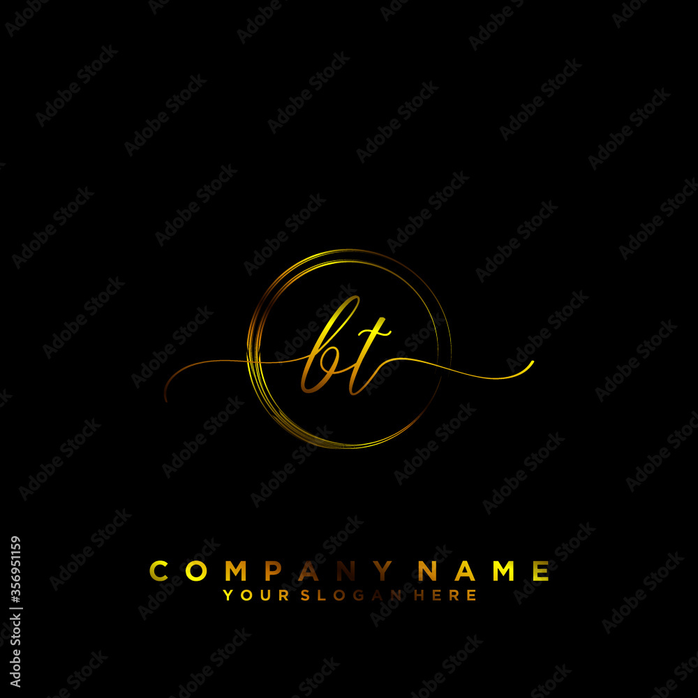 BT Initial handwriting logo vector BT Initial handwriting logo vector