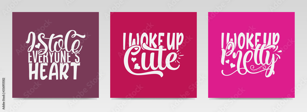 Cute baby quotes letter typography set illustration.