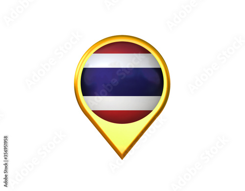 Free Download Thailand flag location marker icon. Isolated on white background. 3D illustration, 3D rendering - GFXLoad