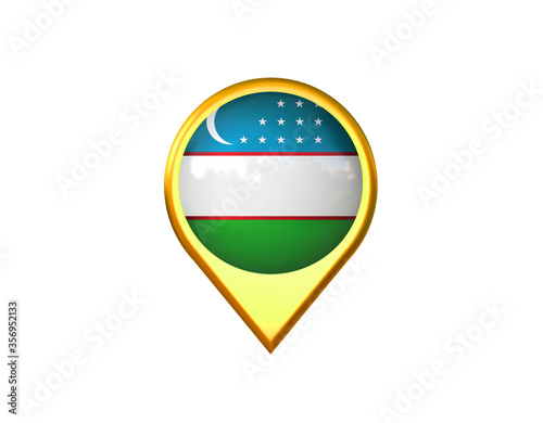 Uzbekistan flag location marker icon. Isolated on white background. 3D illustration, 3D rendering Free Download Uzbekistan flag location marker icon. Isolated on white background. 3D illustration, 3D rendering - GFXLoad