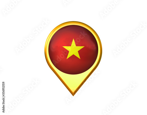 Vietnam flag location marker icon. Isolated on white background. 3D illustration, 3D rendering Free Download Vietnam flag location marker icon. Isolated on white background. 3D illustration, 3D rendering - GFXLoad