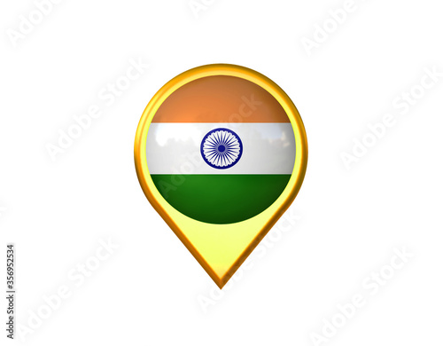 India flag location marker icon. Isolated on white background. 3D illustration, 3D rendering Free Download India flag location marker icon. Isolated on white background. 3D illustration, 3D rendering - GFXLoad
