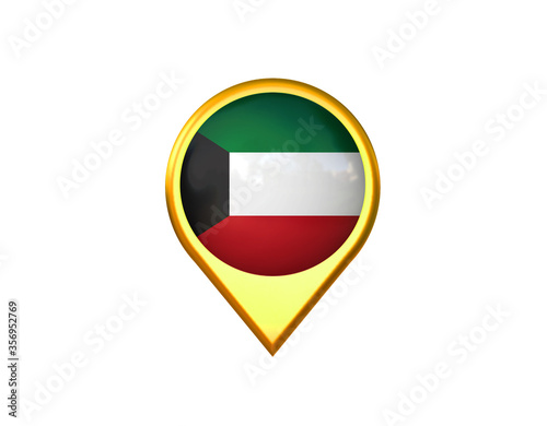 Free Download Kuwait flag location marker icon. Isolated on white background. 3D illustration, 3D rendering - GFXLoad