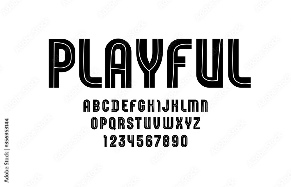 High black font, condensed bold alphabet sans serif, trendy letters and numbers, vector illustration 10EPS