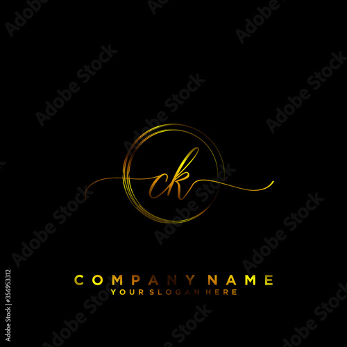 CK Initial handwriting logo vector