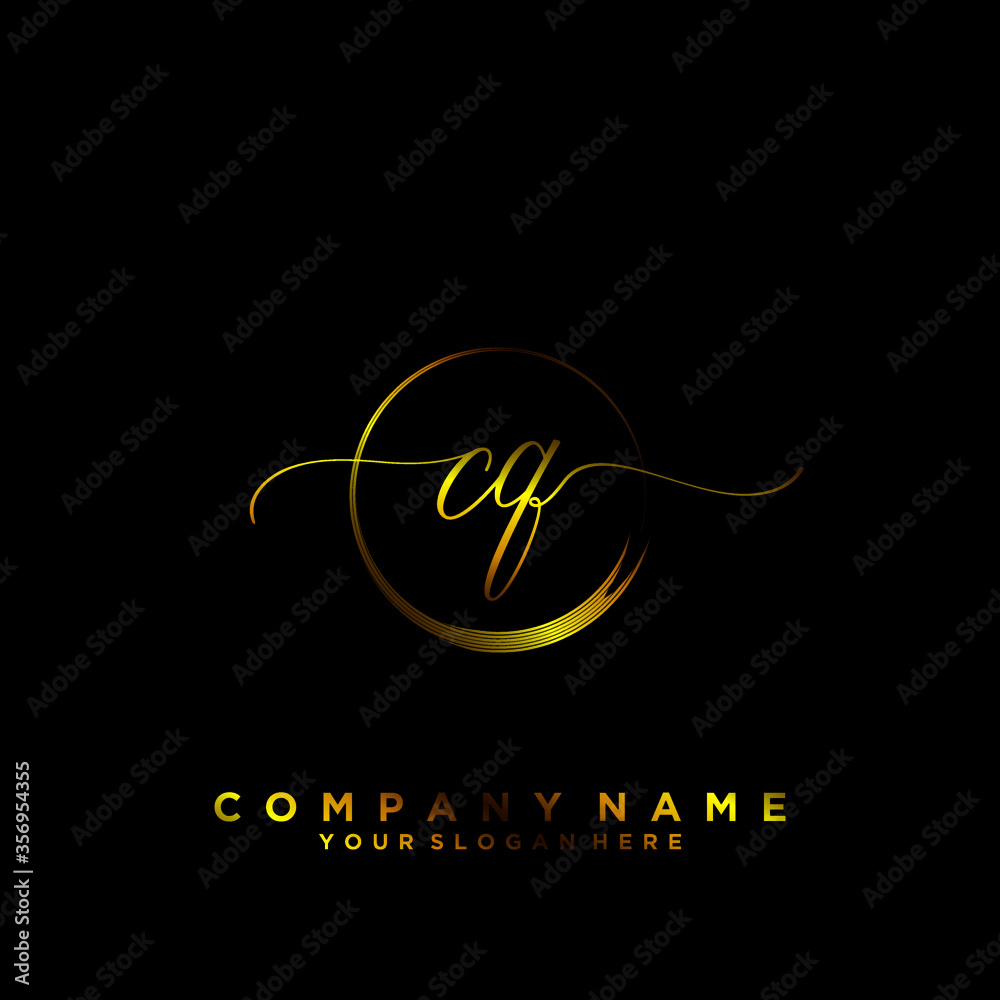 CQ Initial handwriting logo vector CQ Initial handwriting logo vector