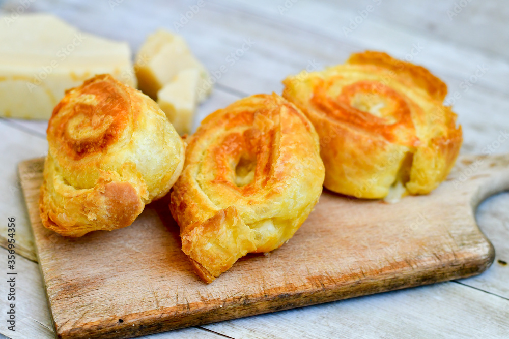 Bakery – home made cheese and spinach pie with phyllo pastry. Bulgarian banitsa. Bakery – home made cheese and spinach pie with phyllo pastry. Bulgarian banitsa.