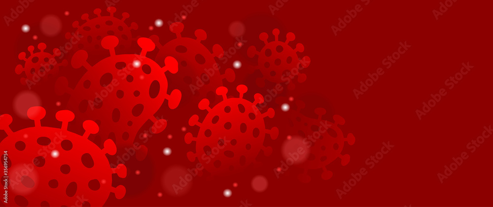 Bacterial background texture - flat virus red pattern - vector banner