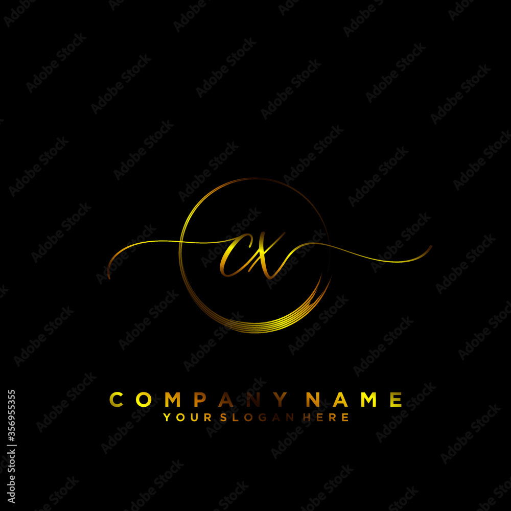 CX Initial handwriting logo vector CX Initial handwriting logo vector