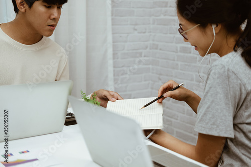 man woman colleagues discussing ideas. startup teamwork team working at office