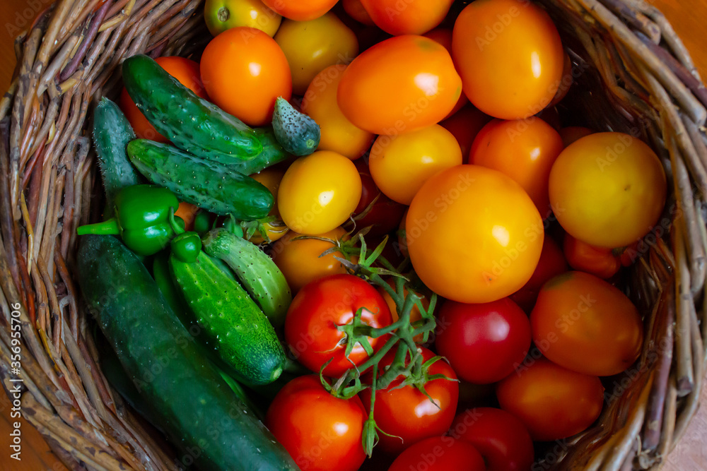 fresh vegetables in a wicker basket fresh vegetables in a wicker basket