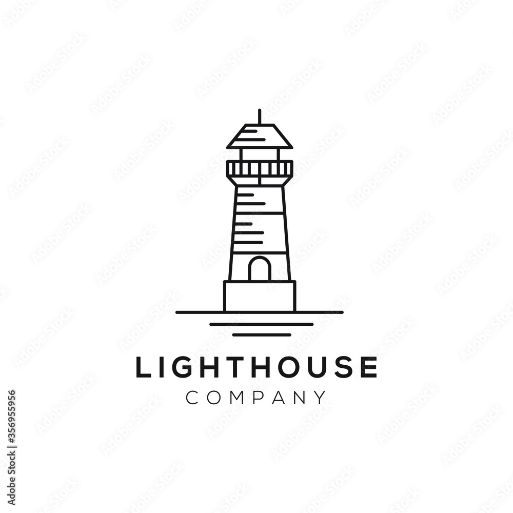 Lighthouse Searchlight Beacon Tower Island Beach Coast Simple Line Art logo design inspiration Lighthouse Searchlight Beacon Tower Island Beach Coast Simple Line Art logo design inspiration