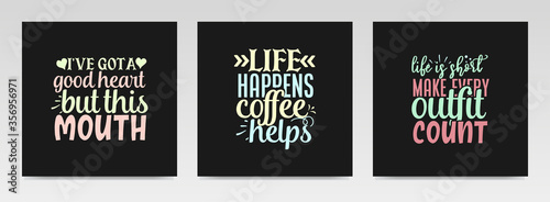 Funny quotes letter typography set illustration.