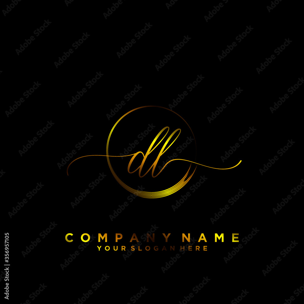 DL Initial handwriting logo vector DL Initial handwriting logo vector