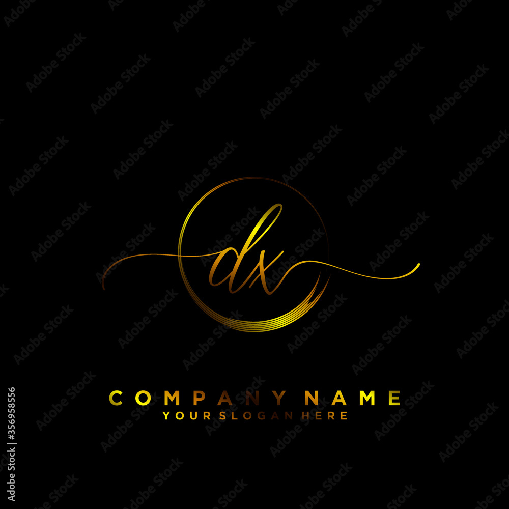 DX Initial handwriting logo vector DX Initial handwriting logo vector