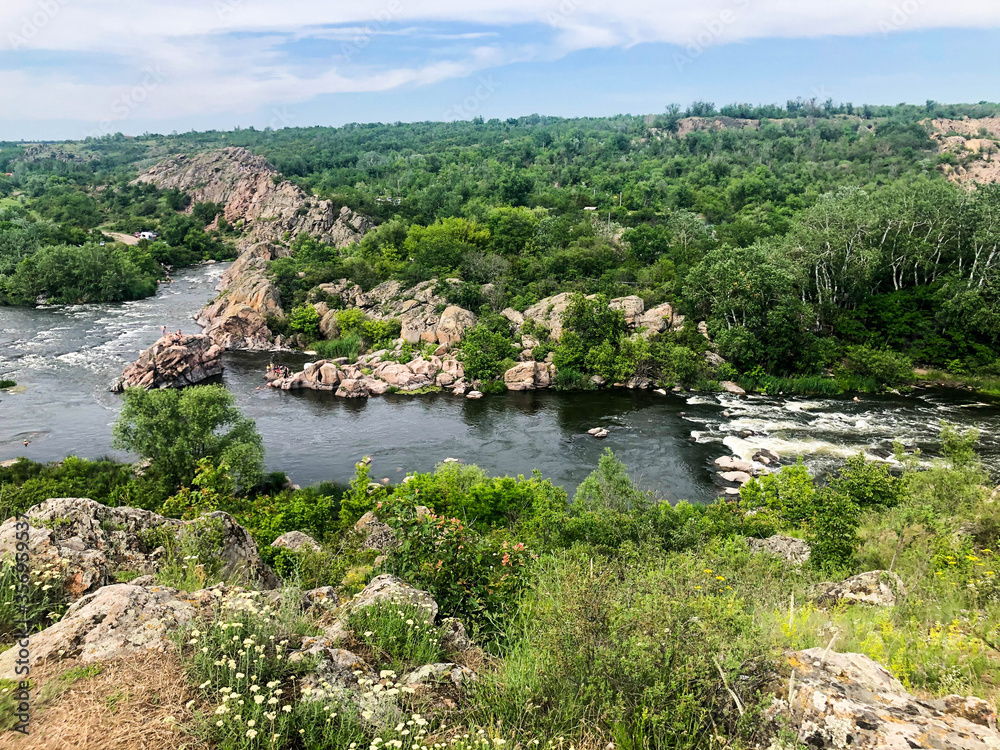 River with rapids in the rocky gorge.