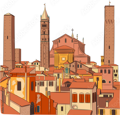 Aerial view of Bologna.