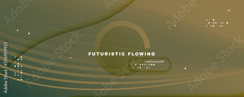 Green Landing Page Design. 3d Fluid Shape 