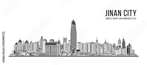 Cityscape Building Abstract Simple shape and modern style art Vector design -  Jinan city photo