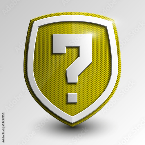 Design yellow shield with checkmark. illustration photo