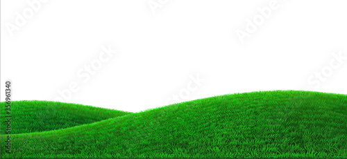 Vector green hills background realistic field landscape