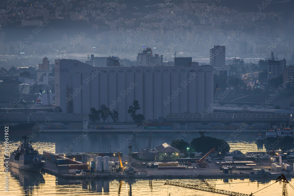 Obraz premium Mediterranean harbour seen from seen from downtow of Beirut, capital city of Lebanon