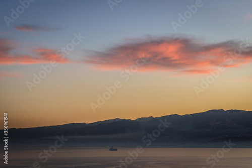 Sunrise over Mediterranean Sea seen from downtow of Beirut, capital city of Lebanon © Fotokon