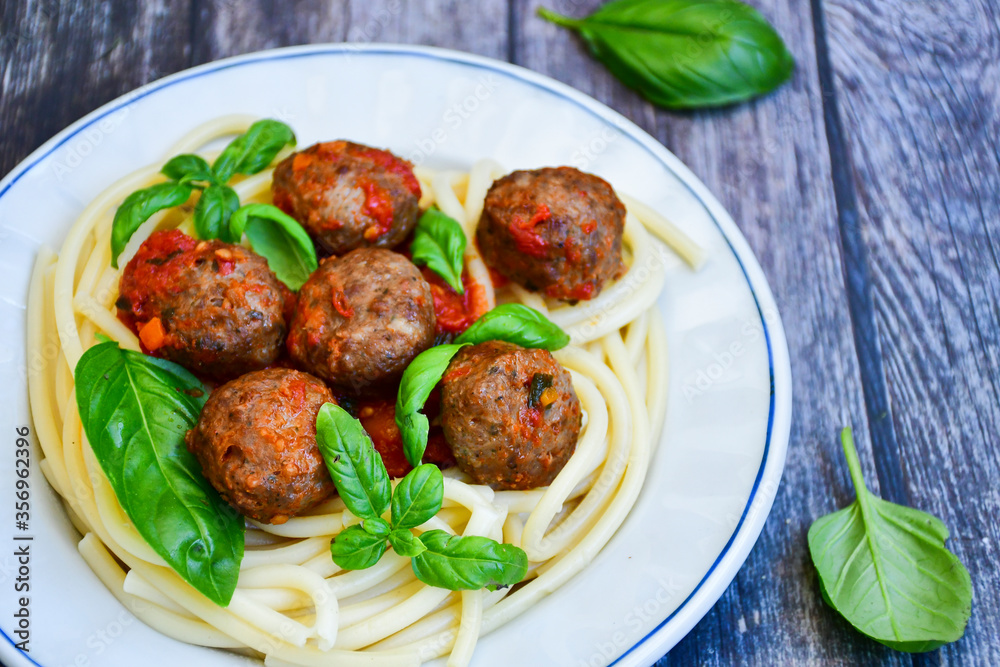 Home made italian spaghetti with meatballs Home made italian spaghetti with meatballs