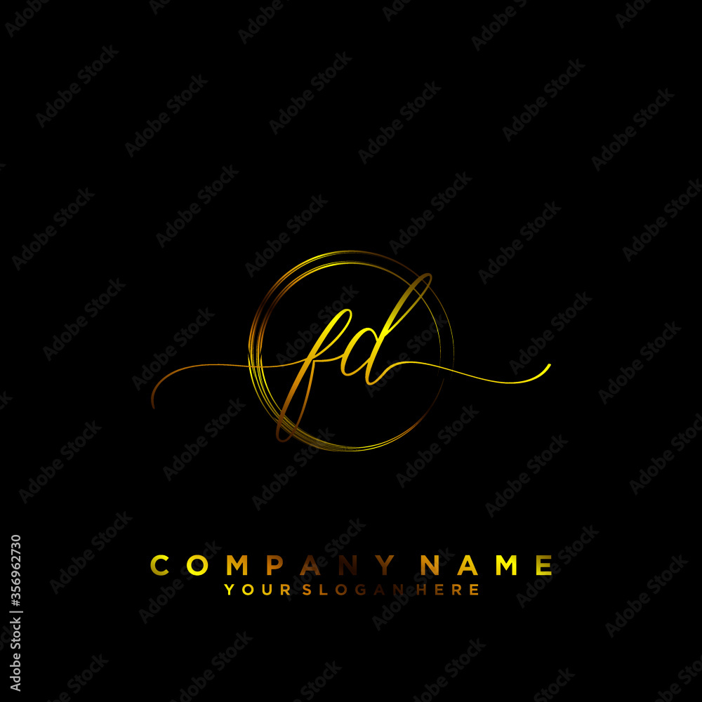 FD Initial handwriting logo vector FD Initial handwriting logo vector