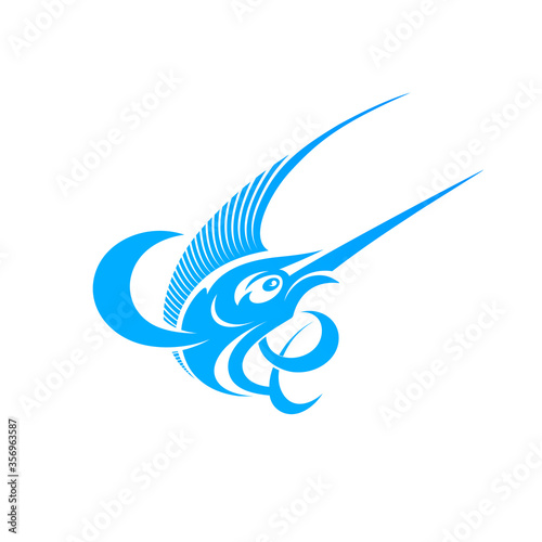 Marlin fish logo and emblem template for your business. Isolated silhouette vector illustration.