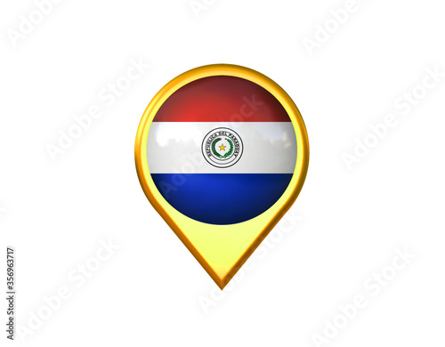 Free Download Paraguay flag location marker icon. Isolated on white background. 3D illustration, 3D rendering - GFXLoad
