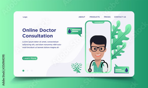 Online doctor consultation landing page concept for website