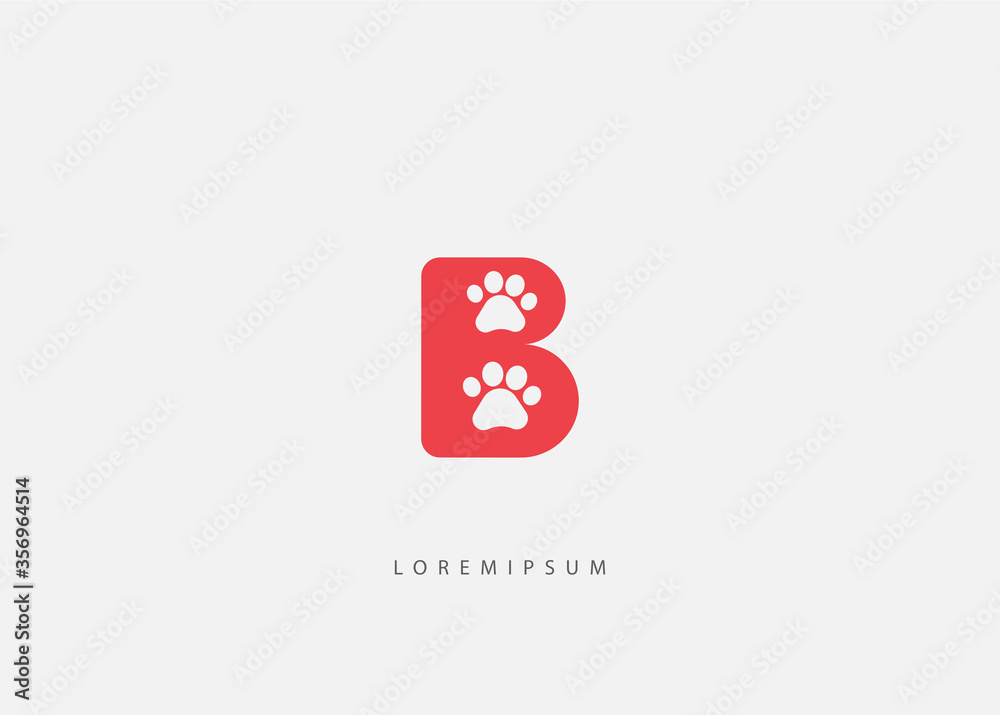 Letter B logo template. icon paws Vector illustration Letter B logo template. icon paws Vector illustration