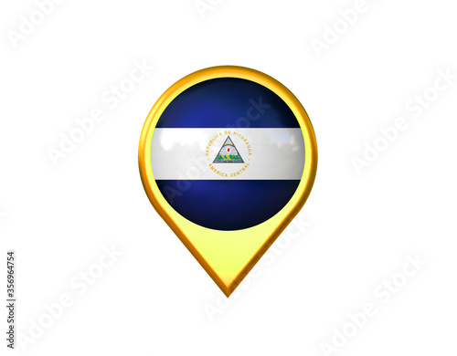 Free Download Nicaragua flag location marker icon. Isolated on white background. 3D illustration, 3D rendering - GFXLoad