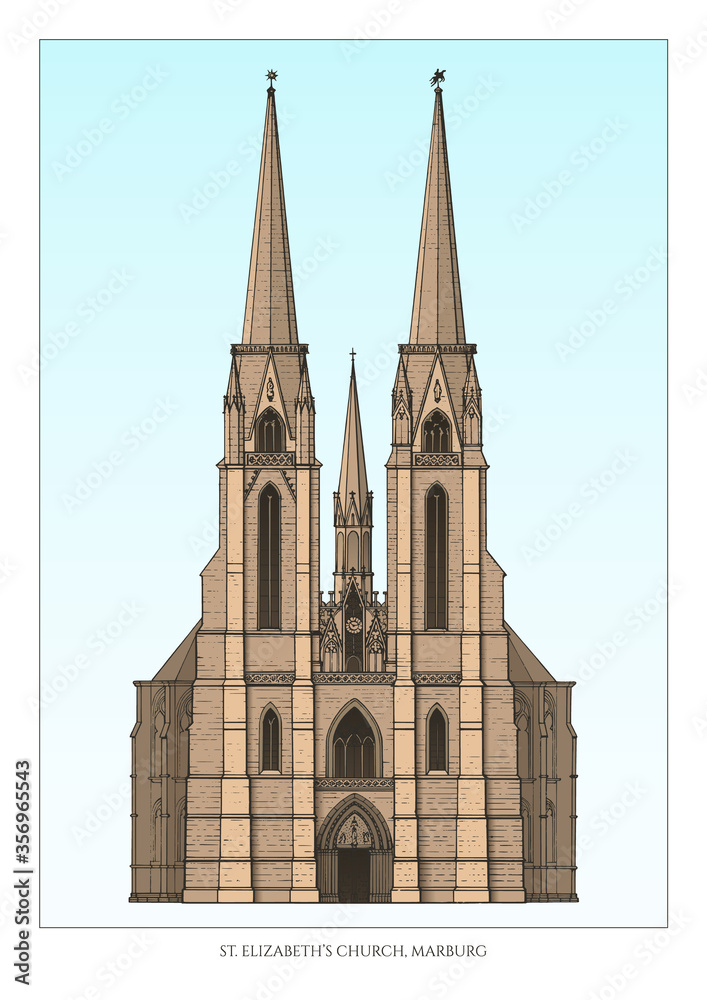 St. Elizabeth's Church (or Elisabethkirche) in Marburg, Germany -