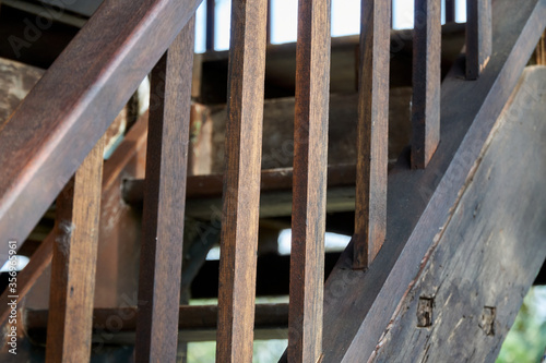 Close up of old wooden staircase