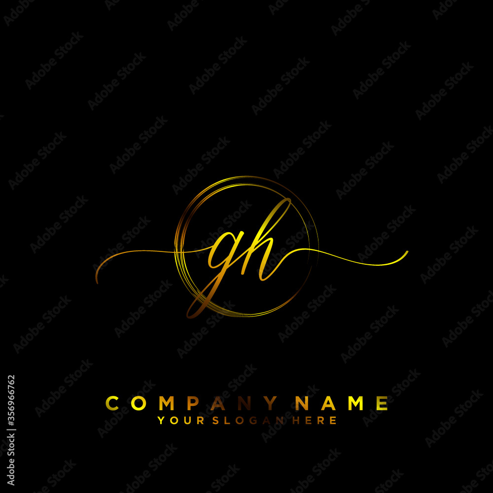 GH Initial handwriting logo vector GH Initial handwriting logo vector