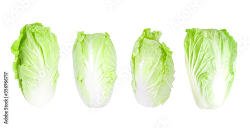 Fresh Chinese cabbages on a white background. Isolated Chinese cabbage photoset.